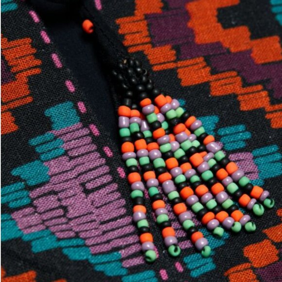 Farm Rio Forest Tapestry Midi Dress Geometric Jungle Linen Blend Tassel XS $265 - Picture 10 of 10